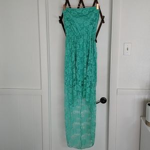 High Low Teal Lace Dress